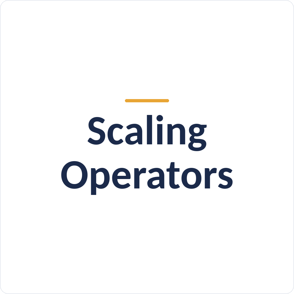card with text saying scaling operators