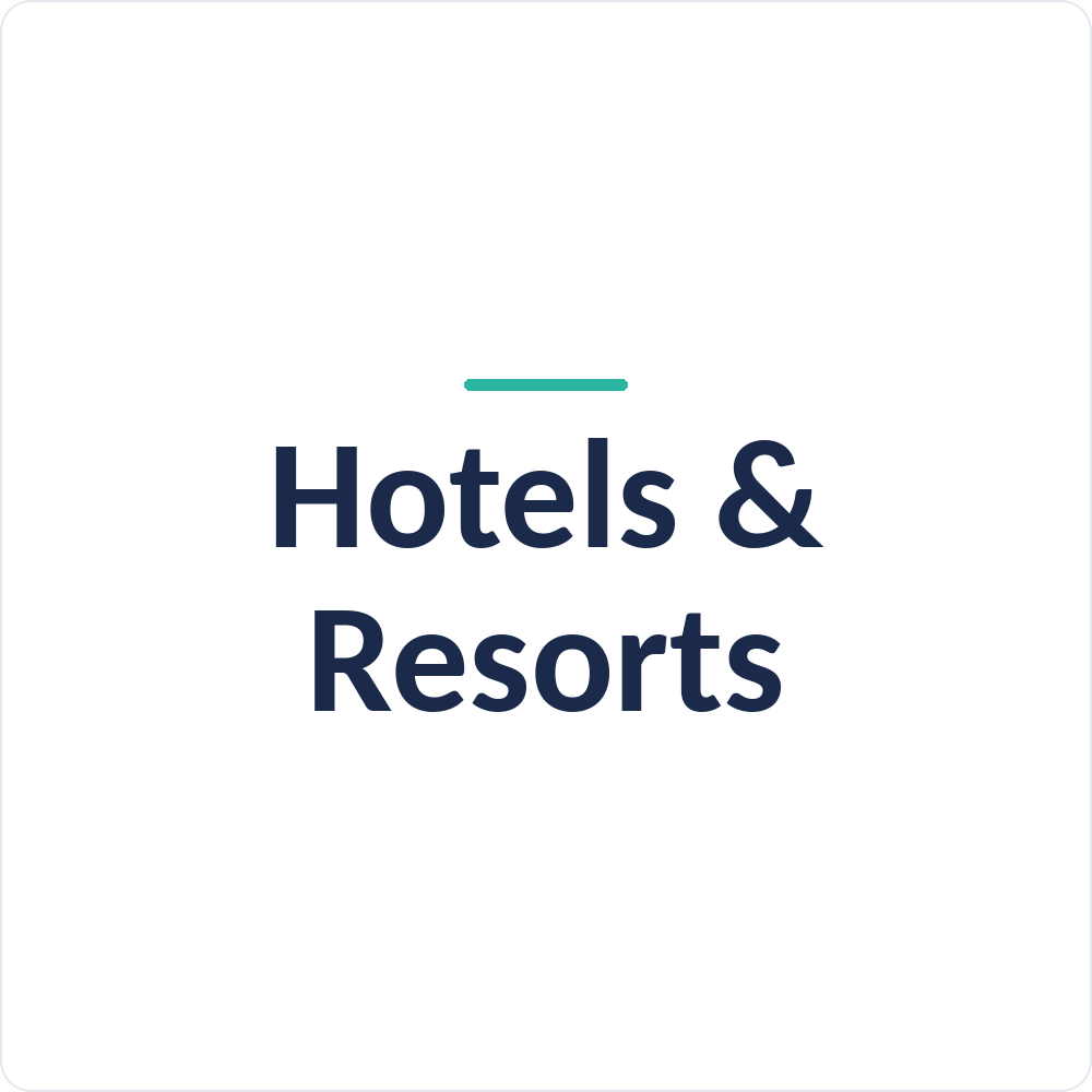 card saying hotels & resorts
